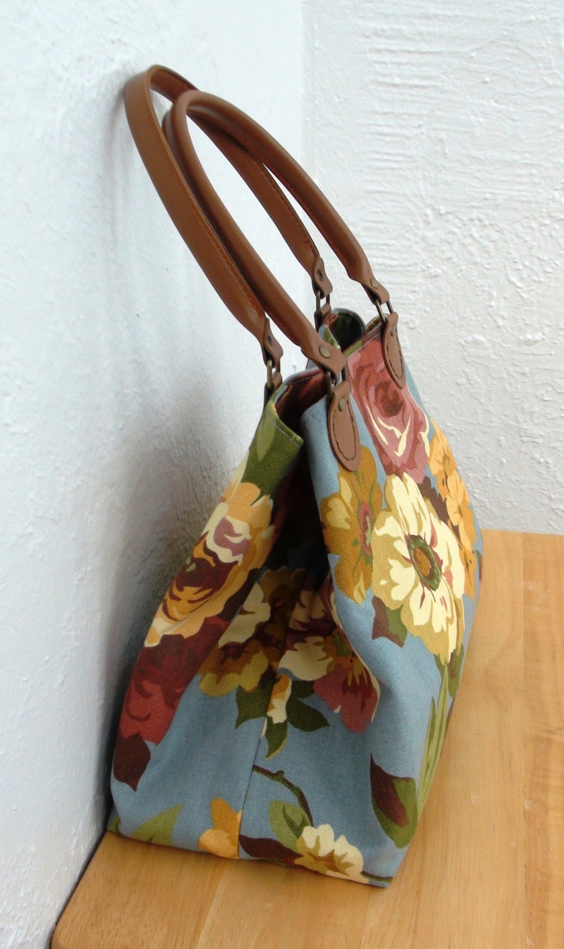 Flower 2-Way Tote Handbag in Blue