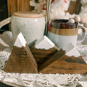 Wood hand painted mountains