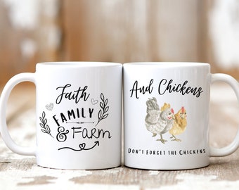 Fun Chicken Mug, Farm Lifestyle, Farmhouse Gift, Christian Gift, Farm House Gift, Chicken Lover Mug, Faith Mug, Farm Gift, Fun Mug