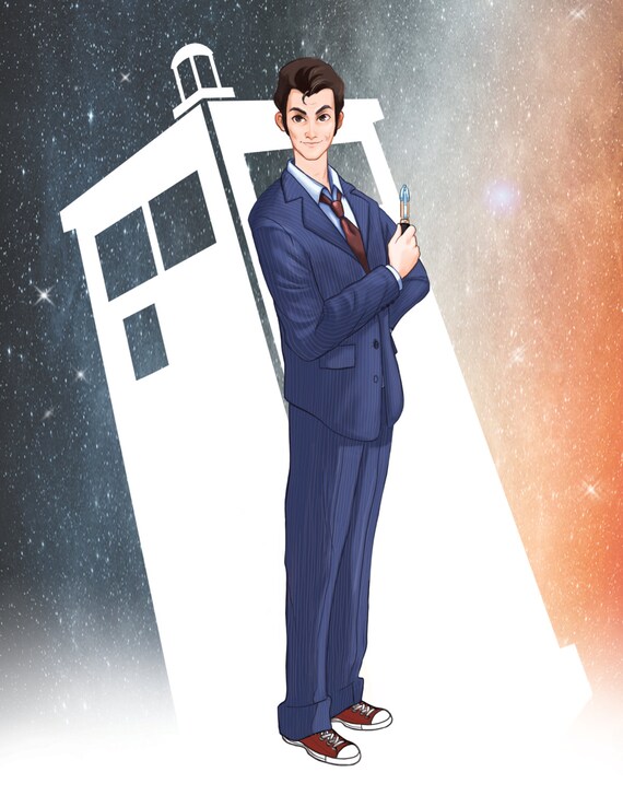 The Doctor David Tennant From Doctor Who With Tardis Signed Etsy