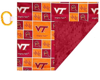 Virginia Tech Hokie Officially Licensed  10" x 10"  Baby Crinkle Minky Lovey