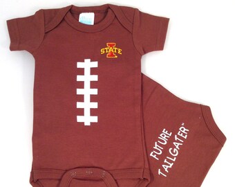 Future Tailgater Iowa State Cyclones Heads Up Cheerleader Baby Onesie