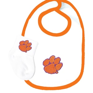 Clemson Tigers Baby Bib and Socks Set - Orange