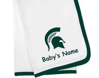 Michigan State Spartan Personalized Baby Blanket