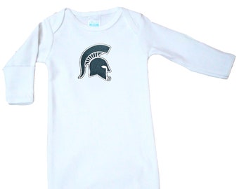 Michigan State Spartan Baby Layette Gown - White