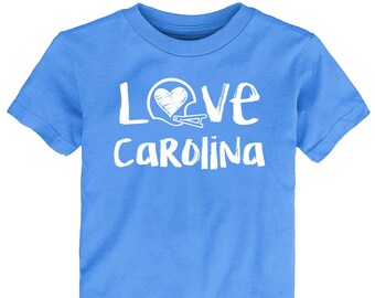 Future Tailgater Carolina Loves Football Chalk Art Baby/Toddler TShirt