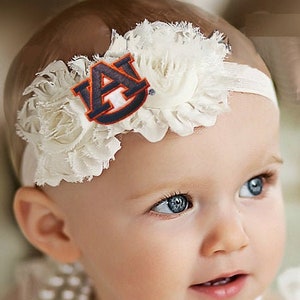 Auburn Tigers Baby/ Toddler Shabby Flower Hair Bow Headband