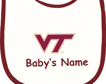 Virginia Tech Hokie Licensed Personalized Baby Bib