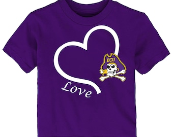 Future Tailgater ECU East Carolina ECU Pirates Collegiate Licensed Love Heart Baby/Toddler T-Shirt