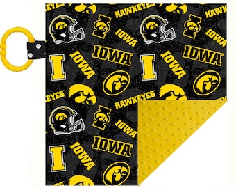 Iowa Hawkeye Officiellement Licencié 10 » x 10 » Baby Crinkle Minky Lovey