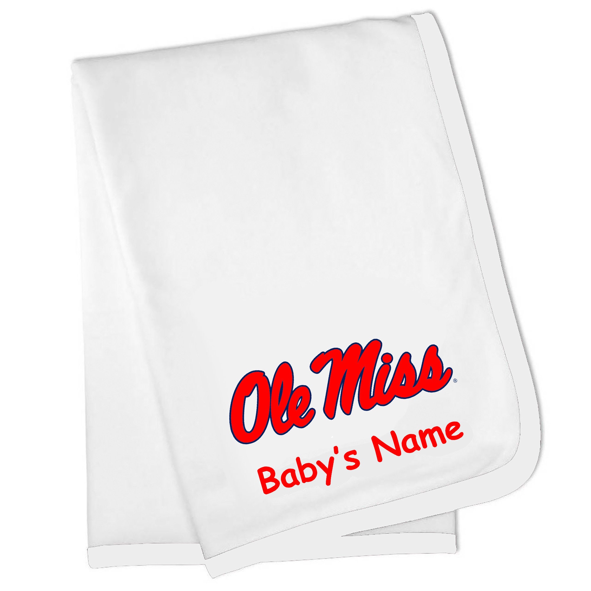 Mississippi Ole Miss Rebels Personalized Baby Blanket White Etsy
