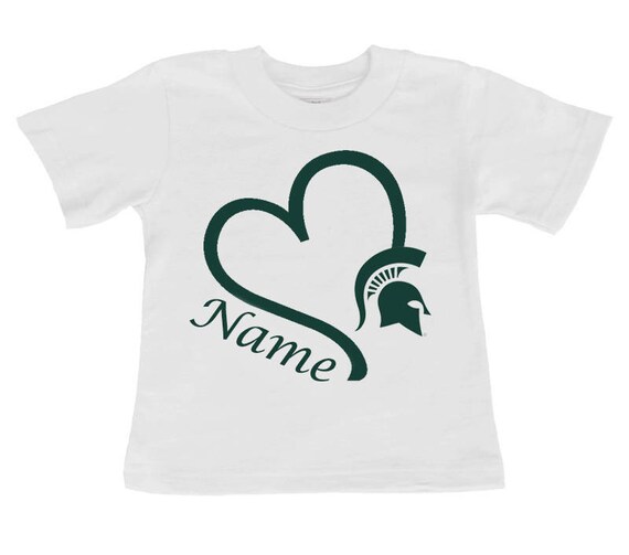 Michigan State Spartan Personalized Heart Baby Toddler T Shirt Etsy