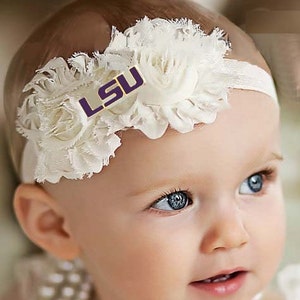 LSU Tigers Baby/ Toddler Shabby Flower Hair Bow Headband