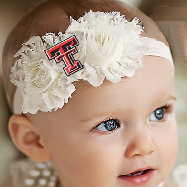 Future Tailgater Texas Tech Red Raider Baby/ Toddler Shabby Flower Hair Bow Headband