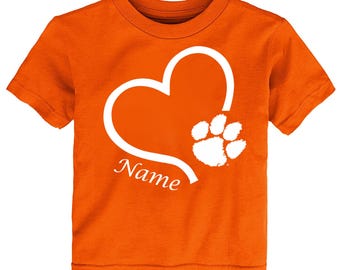 Future Tailgater Clemson Tigers Collegiate Licensed Personalized Love Heart Baby/Toddler T-Shirt