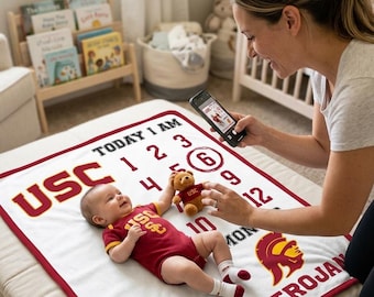 Future Tailgater USC Trojans Southern Cal Collegiate Licensed Baby Milestone Blanket