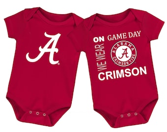 Future Tailgater Alabama Crimson Tide Collegiate Licensed Baby LOGO Bodysuit and On Game Day Bodysuit - 2 Pack