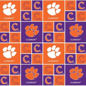 Clemson Tigers 100% Cotton Fabric - Officially Licensed Fabric by Sykel