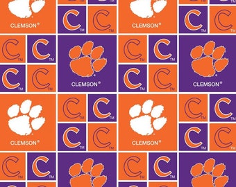 Fabric Clemson Tigers 100% Cotton Fabric - Collegiate Licensed Fabric by Sykel