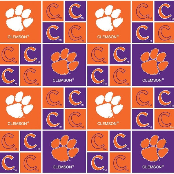 Clemson Tigers 100% Cotton Fabric - Officially Licensed Fabric by Sykel