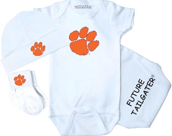 Future Tailgater Clemson Tigers Collegiate Licensed 3 Piece Baby Clothing Gift Set