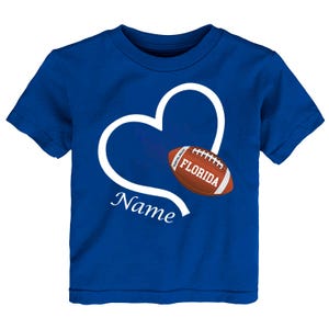 Future Tailgater Football Love Heart Baby/Toddler/Youth Personalized T-Shirt for Florida Fans - Royal