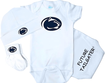 Future Tailgater Penn State Nittany Lions Collegiate Licensed 3 Piece Baby Clothing Gift Set