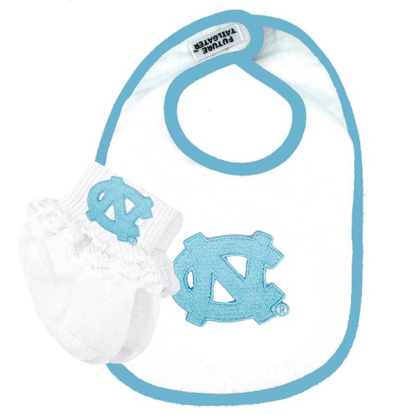 North Carolina UNC Tar Heels Baby Bib and Socks With Lace