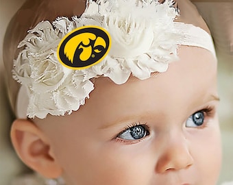 Future Tailgater Iowa Hawkeyes Baby/ Toddler Shabby Flower Hair Bow Headband