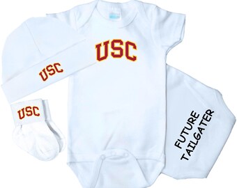 Future Tailgater USC Trojans Southern Cal Collegiate Licensed 3 Piece Baby Clothing Gift Set