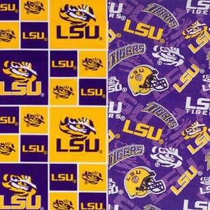 Fabric LSU Tigers 100% Cotton Fabric - Officially Licensed Fabric by Sykel