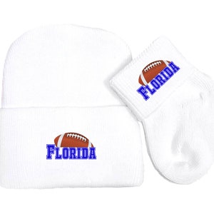Future Tailgater Football Newborn Baby Knit Cap and Socks Set for Florida Fans