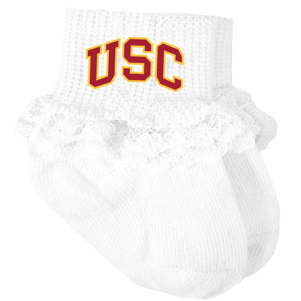 USC Trojans Southern Cal Licensed Baby Socks with Lace
