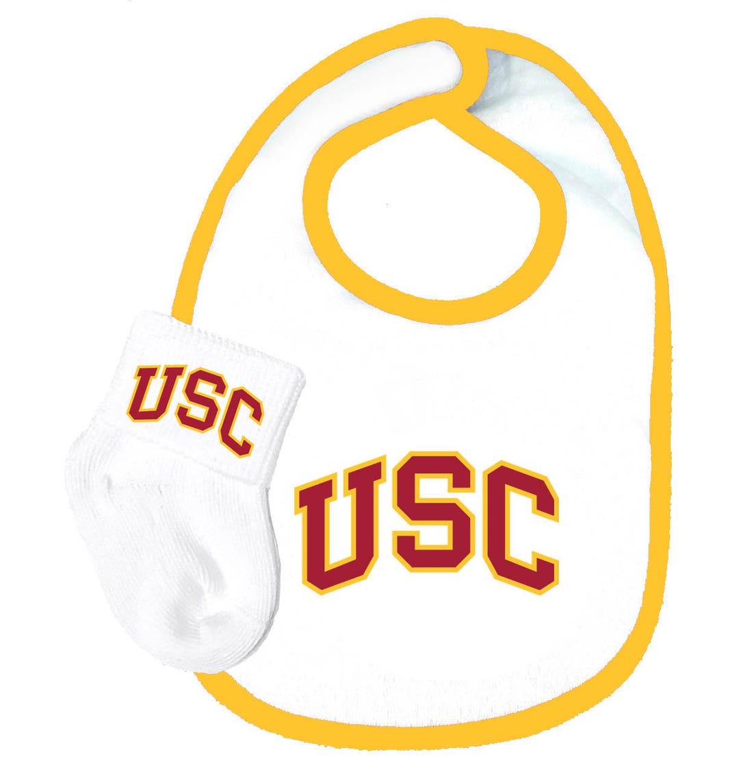 USC Trojans Southern Cal Licensed Baby Bib and Socks Set UK