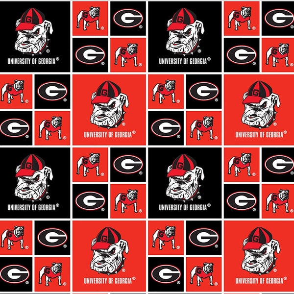 Georgia Bulldogs 100% Cotton Fabric - Officially Licensed Fabric by Sykel