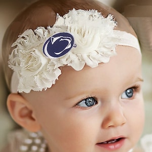 Penn State Nittany Lions Baby/ Toddler Shabby Flower Hair Bow Headband