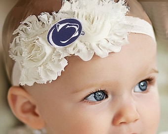 Future Tailgater Penn State Nittany Lions Baby/ Toddler Shabby Flower Hair Bow Headband