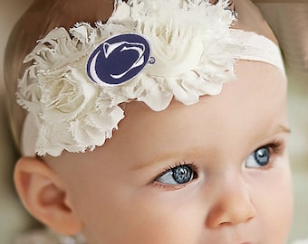 Penn State Nittany Lions Baby/ Toddler Shabby Flower Hair Bow Headband