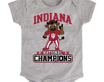 Future Tailgater Indiana Hoosiers Collegiate Licensed National Champions Baby Bodysuit - Grey