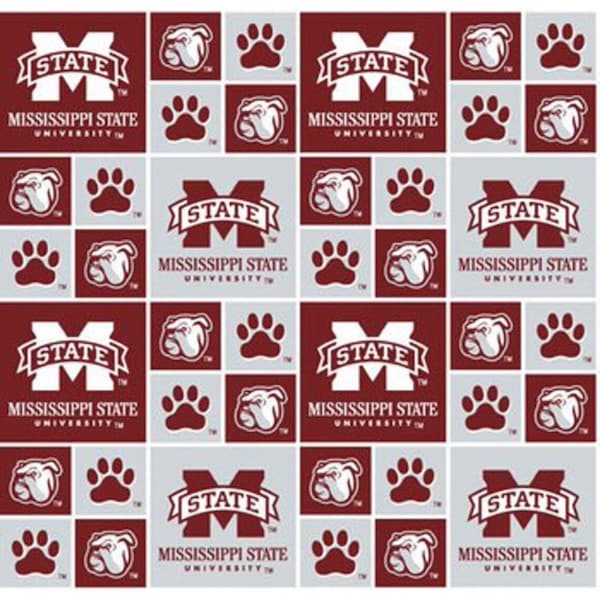 MIssissippi State Bulldogs 100% Cotton Fabric - Officially Licensed Fabric by Sykel