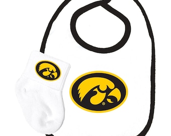 Future Tailgater Iowa Hawkeyes Collegiate Licensed Baby Bib and Socks Set