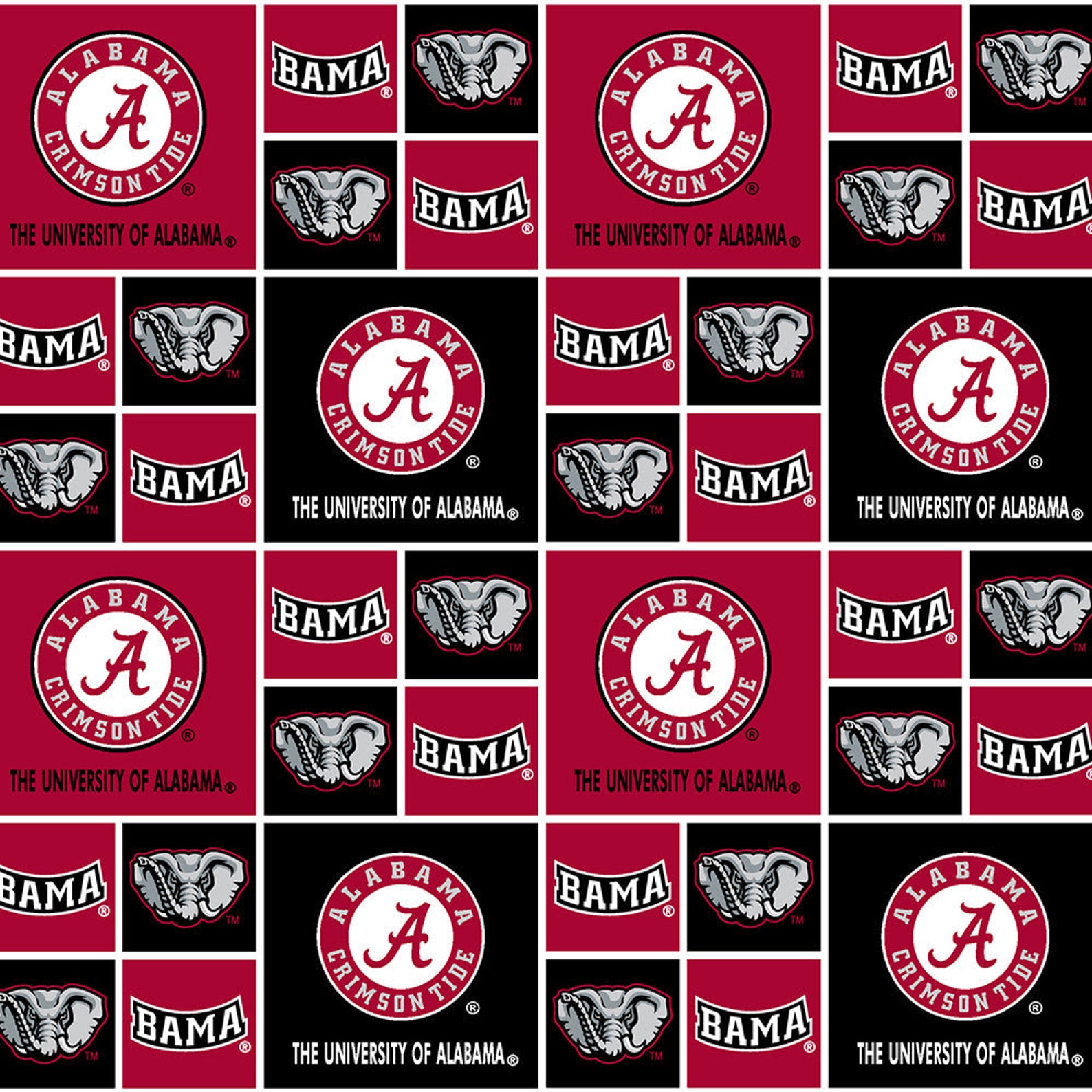Alabama Crimson Tide 100% Cotton Fabric Officially Licensed | Etsy