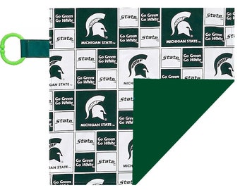 Michigan State Spartan Officially Licensed  10" x 10"  Baby Crinkle Minky Lovey