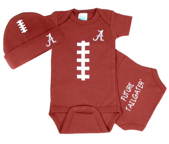 Alabama Crimson Tide Baby Football Bodysuit Football Cap Set Brown
