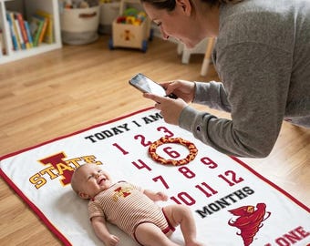 Manta para bebés con licencia oficial de los Iowa State Cyclones, ideal para futuros aficionados a las fiestas previas a los partidos.