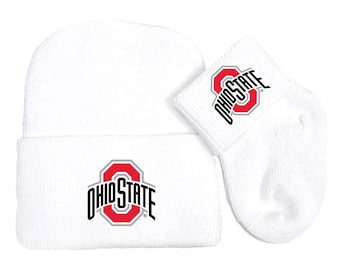 Future Tailgater Ohio State Buckeyes Collegiate Licensed Newborn Baby Knit Cap and  Socks Set