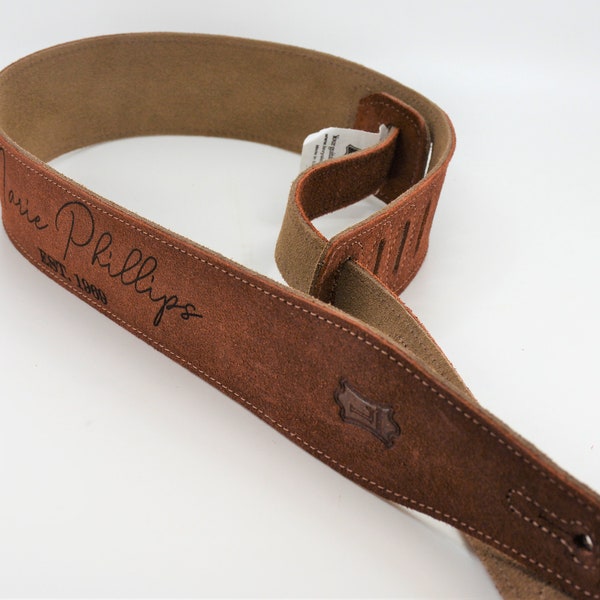 Engraved Suede Guitar straps, custom guitar straps, guitar straps, personalized guitar straps, Rust color