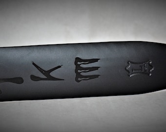 Custom Engraved Leather Guitar straps, custom guitar straps, guitar straps, personalized guitar straps, Black Leather