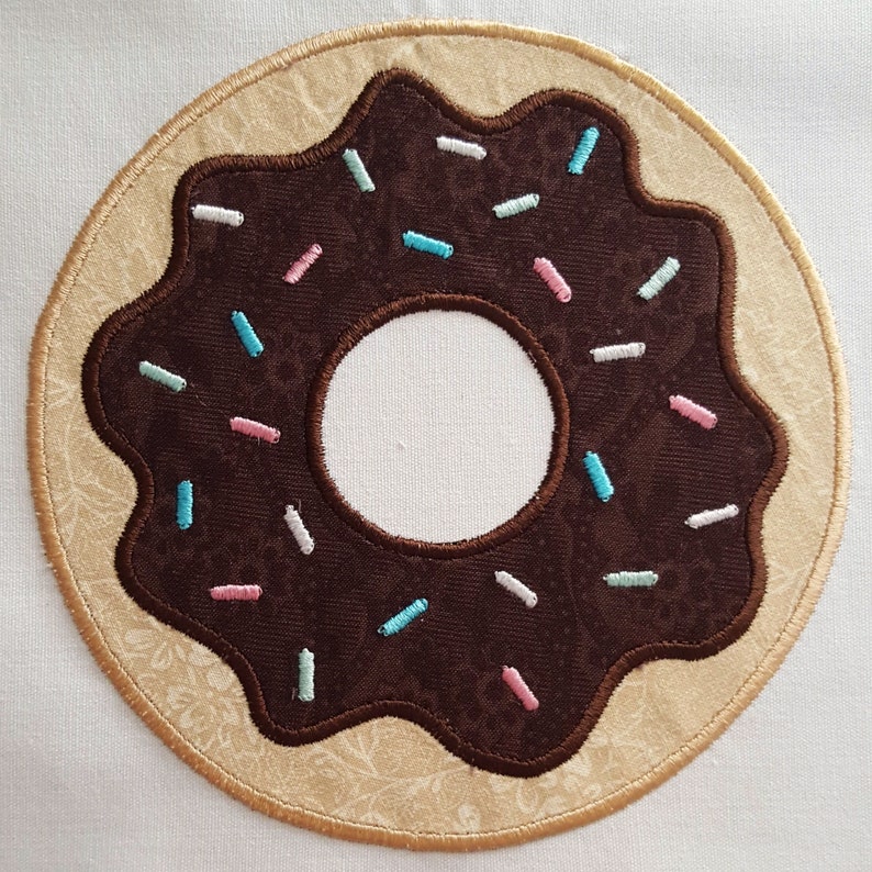 Donut Applique Embroidery Design Doughnut With Sprinkles Three Sizes Etsy
