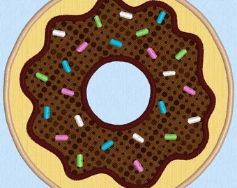 Donut Applique Embroidery Design - Doughnut with Sprinkles - Three Sizes
